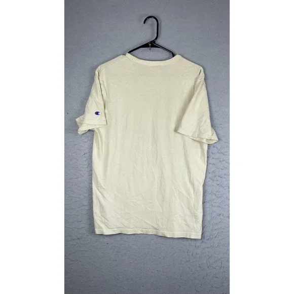 Champion Shirt Mens Medium Beige Big C Logo Script Graphic Tee T-Shirt Casual - Picture 7 of 8